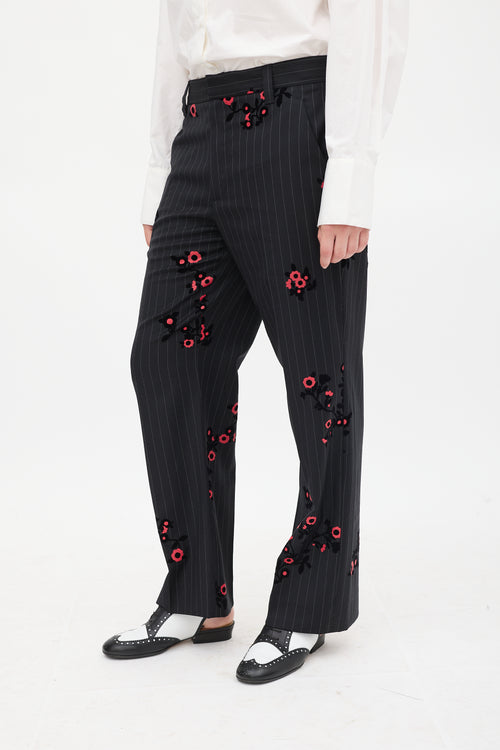 Marc Jacobs Black & Red Striped Floral Trouser