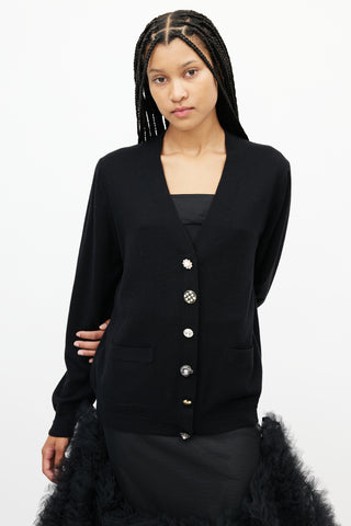 Marc Jacobs Black The Jewelled Button Cardigan