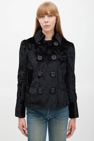 Marc Jacobs Black Velour Double Breasted Jacket