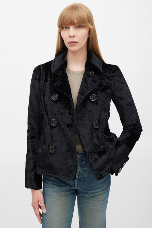 Marc Jacobs Black Velour Double Breasted Jacket