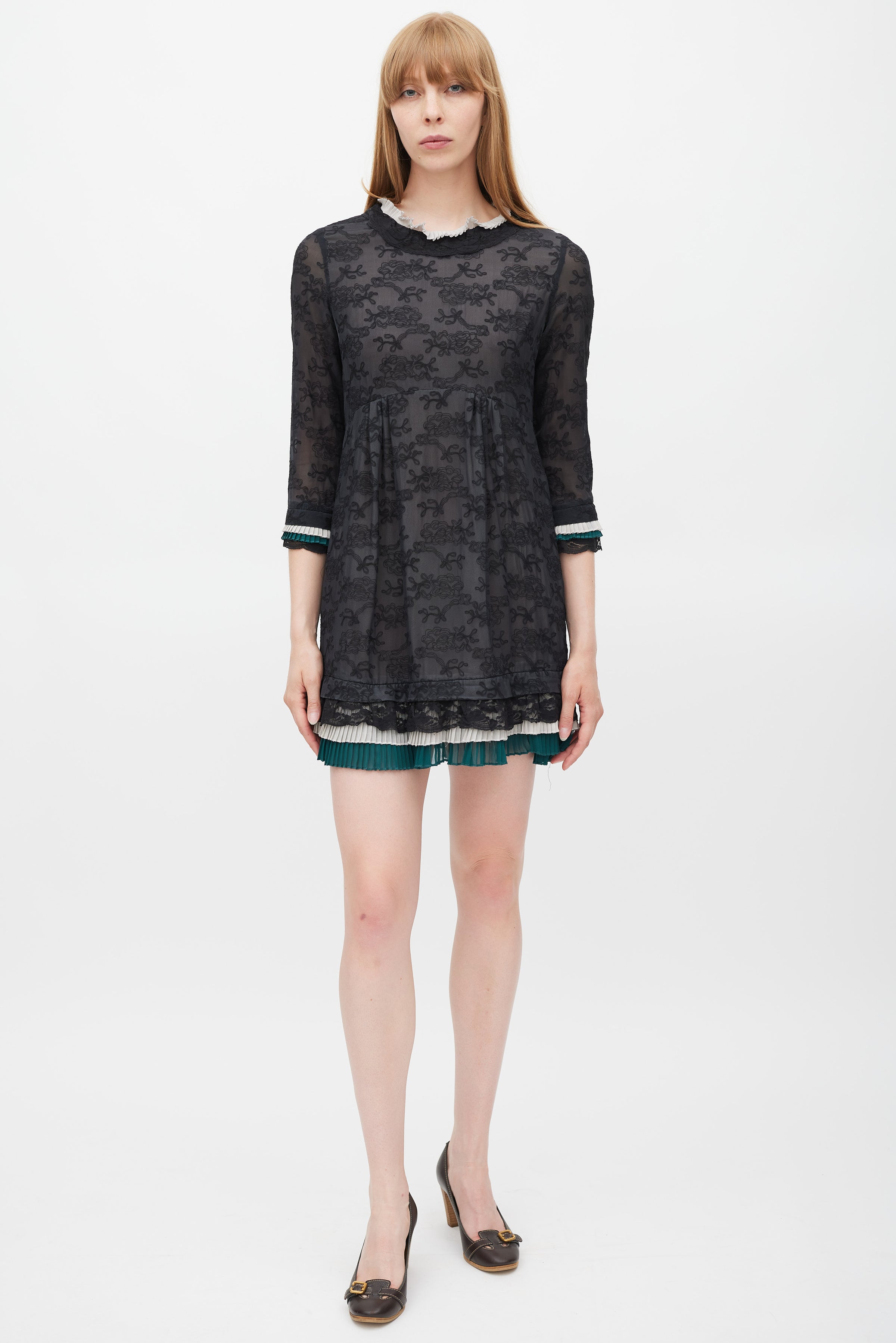 Marc by Marc Jacobs // Black & White Silk Pleated Lace Dress VSP Consignment Marc by Marc Jacobs // Black & White Silk Pleated Lace Dress VSP Consignment