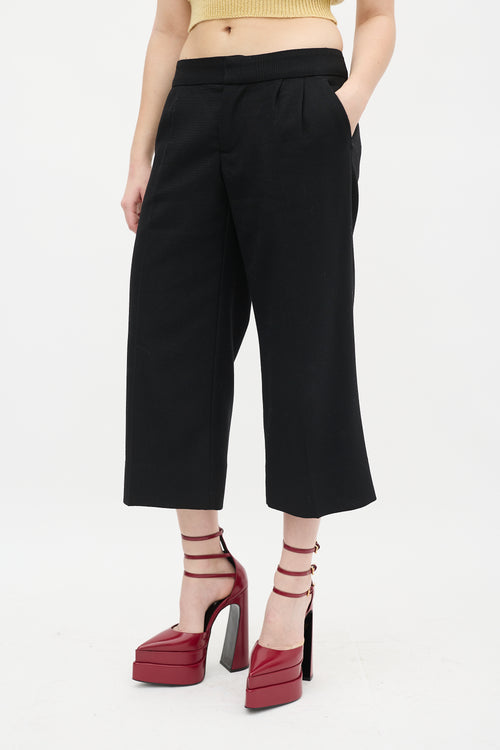 Marc Jacobs Black Wool Pleated Culottes