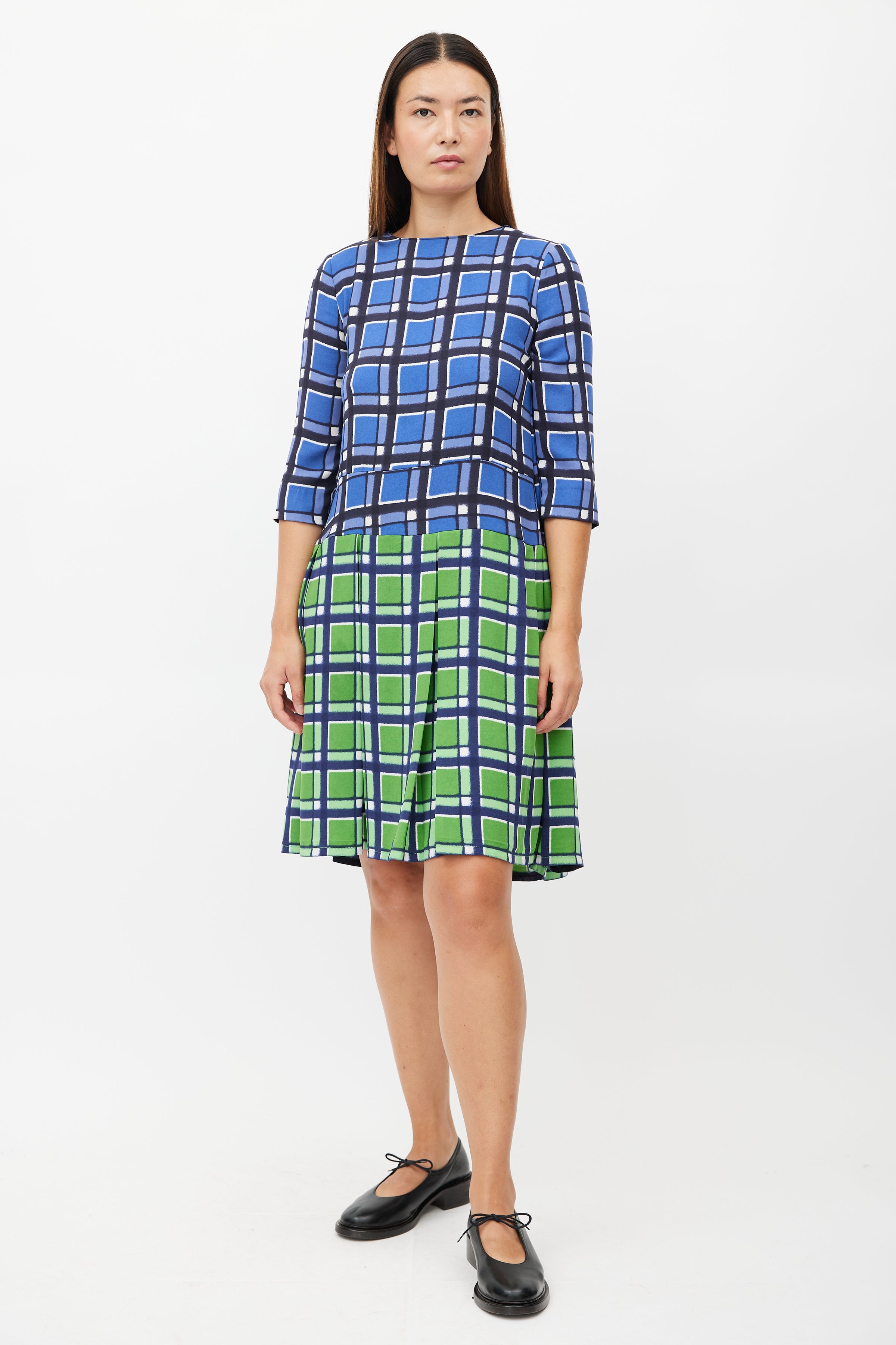 Marc Jacobs // Blue & Green Plaid Pleated Dress VSP Consignment Marc Jacobs // Blue & Green Plaid Pleated Dress VSP Consignment
