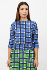 Marc Jacobs Blue & Green Plaid Pleated Dress
