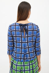 Marc Jacobs Blue & Green Plaid Pleated Dress