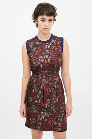 Marc Jacobs Brown & Multicolour Metallic Jacquard Dress