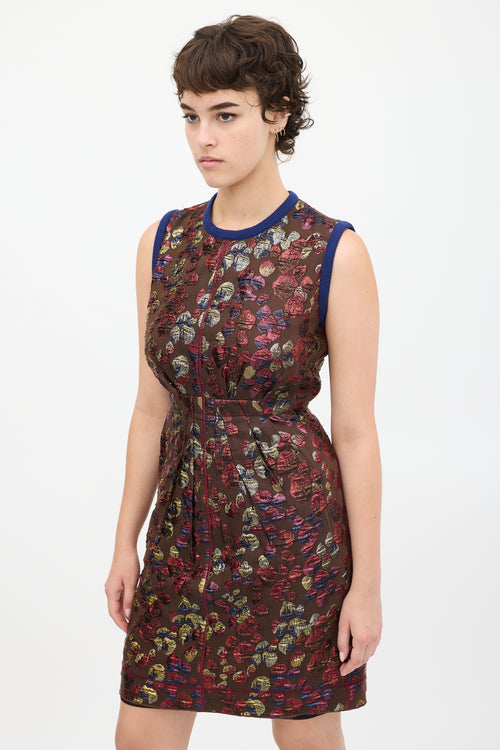 Marc Jacobs Brown & Multicolour Metallic Jacquard Dress