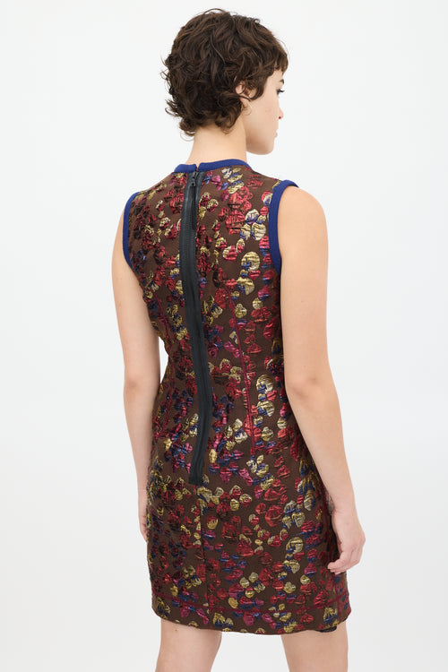 Marc Jacobs Brown & Multicolour Metallic Jacquard Dress