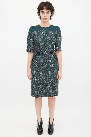 Marc Jacobs Teal & Multi Paisley Midi Dress