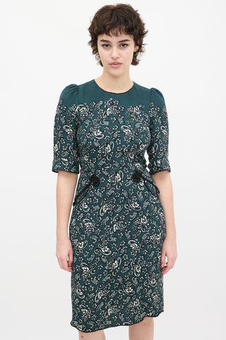 Marc Jacobs Teal & Multi Paisley Midi Dress