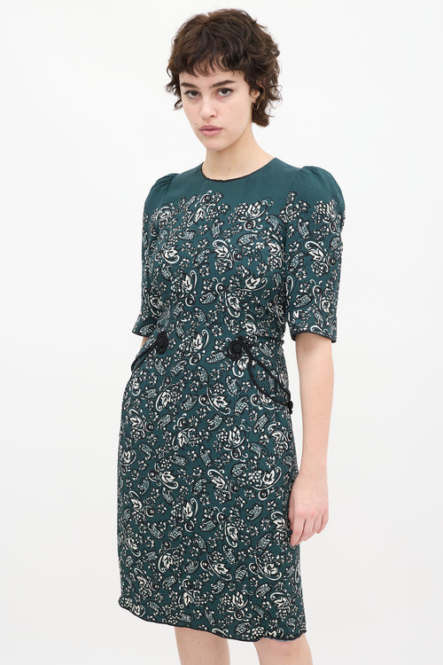 Marc Jacobs Teal & Multi Paisley Midi Dress