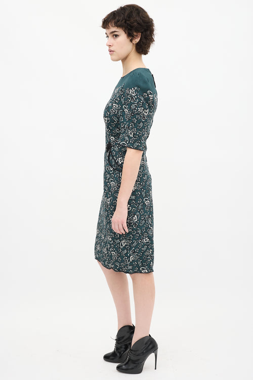 Marc Jacobs Teal & Multi Paisley Midi Dress