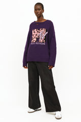 Marc Jacobs Purple & Pink Distressed Knit Sweater