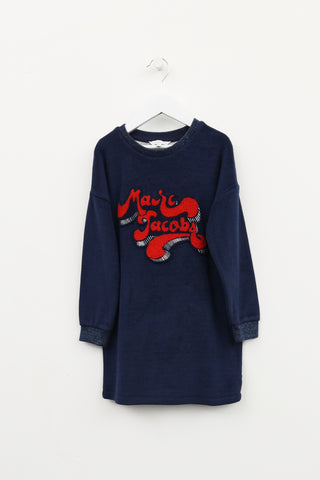 Marc Jacobs Kids Navy Logo Sweater Dress