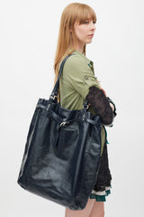 Marc Jacobs Navy & Silver Patent Leather Tote