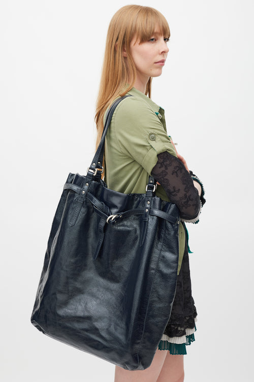 Marc Jacobs Navy & Silver Patent Leather Tote