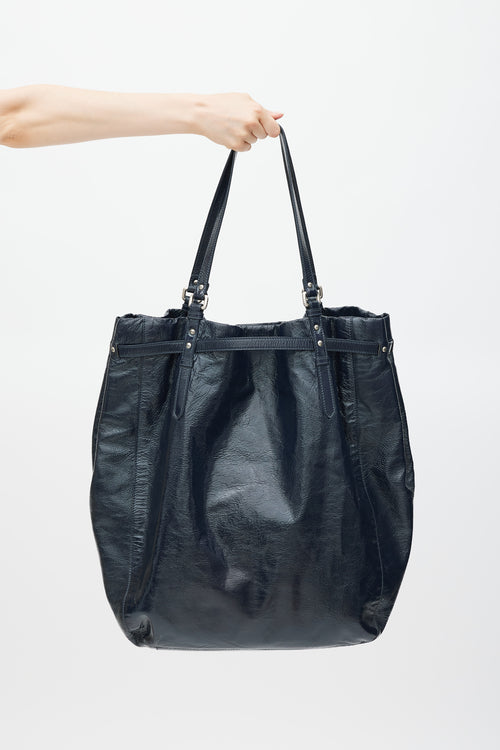 Marc Jacobs Navy & Silver Patent Leather Tote