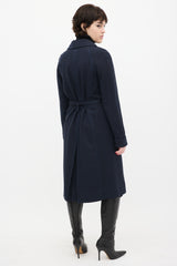 Marc Jacobs Navy Wool Herringbone Coat