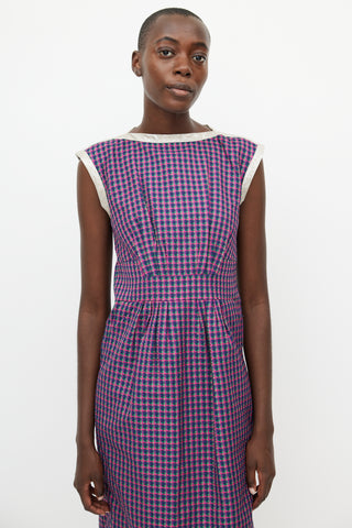 Marc Jacobs Pink & Multicolour Metallic Plaid Dress