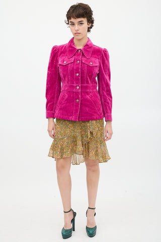 Marc Jacobs Pink Velvet Jean Shirt Jacket
