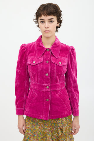 Marc Jacobs Pink Velvet Jean Shirt Jacket