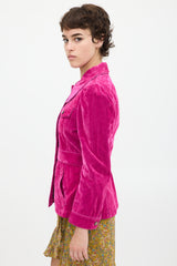 Marc Jacobs Pink Velvet Jean Shirt Jacket