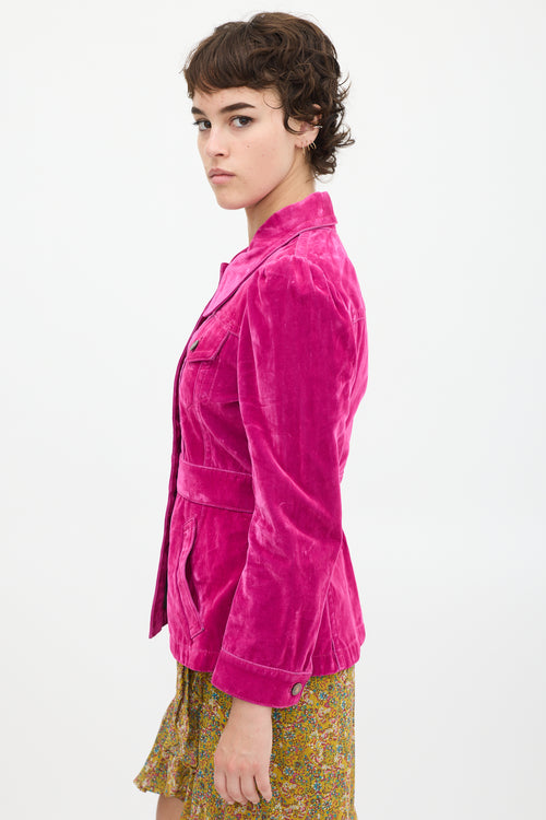 Marc Jacobs Pink Velvet Jean Shirt Jacket