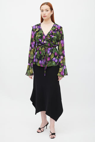 Marc Jacobs Redux Grunge 1993/2018 Black & Multicolour Printed Wrap Top
