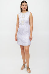 Marc Jacobs Purple & Silver Floral Jacquard Dress