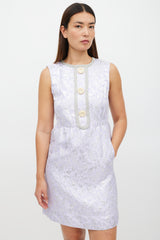 Marc Jacobs Purple & Silver Floral Jacquard Dress