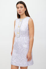 Marc Jacobs Purple & Silver Floral Jacquard Dress