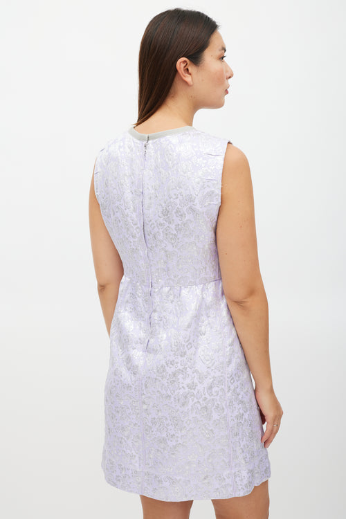 Marc Jacobs Purple & Silver Floral Jacquard Dress
