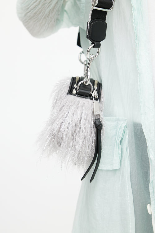 Marc Jacobs Grey Faux Fur Creature Snapshot Crossbody Bag