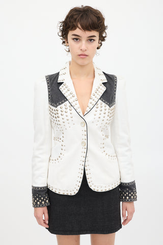 Marc Jacobs White & Black Studded Denim Jacket