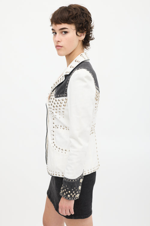 Marc Jacobs White & Black Studded Denim Jacket