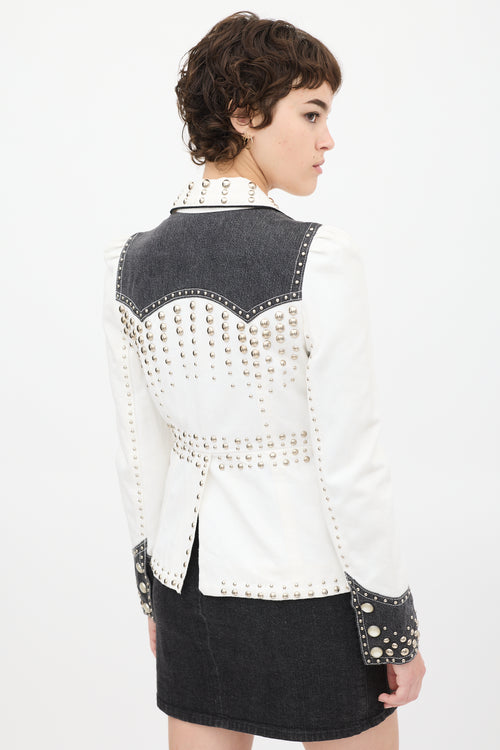 Marc Jacobs White & Black Studded Denim Jacket