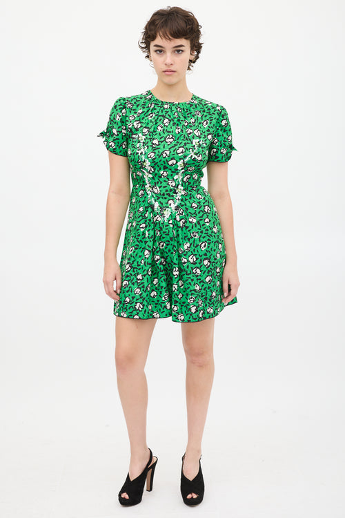 Marc Jacobs X Sofia Coppola Green & Black Silk The 40's Floral Dress