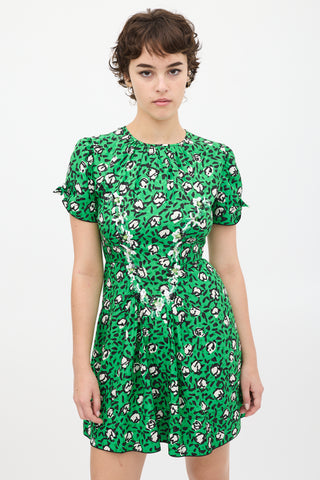 Marc Jacobs X Sofia Coppola Green & Black Silk The 40's Floral Dress