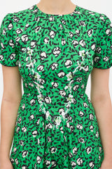 Marc Jacobs X Sofia Coppola Green & Black Silk The 40's Floral Dress