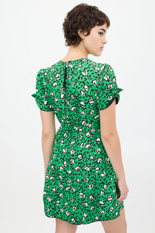 Marc Jacobs X Sofia Coppola Green & Black Silk The 40's Floral Dress