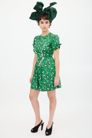 Marc Jacobs X Sofia Coppola Green & Black Silk The 40's Floral Dress