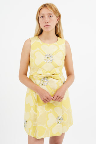 Marc Jacobs Yellow Brocade Embellished Dress