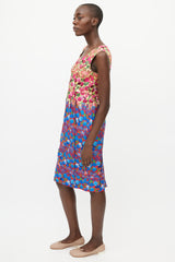 Marc Jacobs Yellow & Multicolour Pleated Floral  Dress