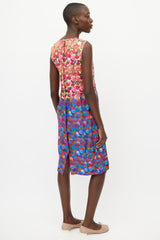 Marc Jacobs Yellow & Multicolour Pleated Floral  Dress