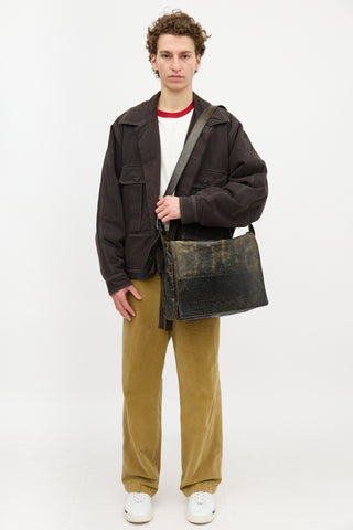 Marc Marmel Cracked Leather Jaxx Messenger Bag