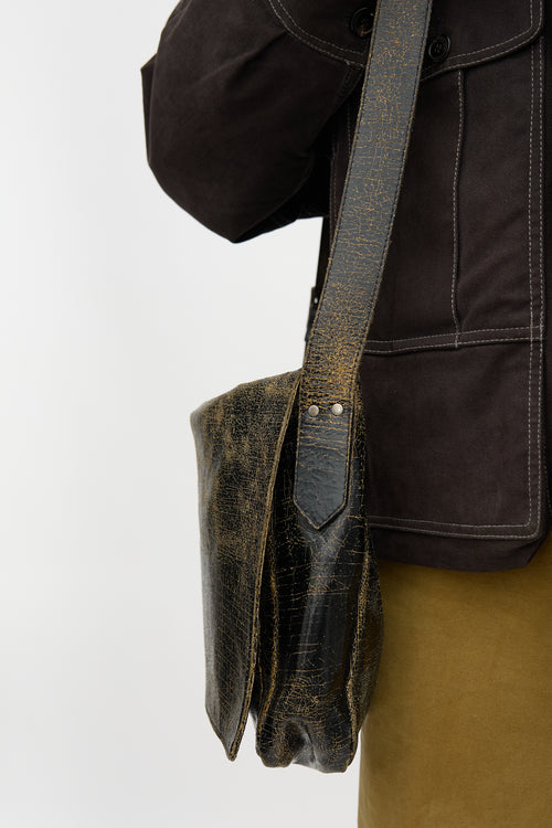 Marc Marmel Cracked Leather Jaxx Messenger Bag