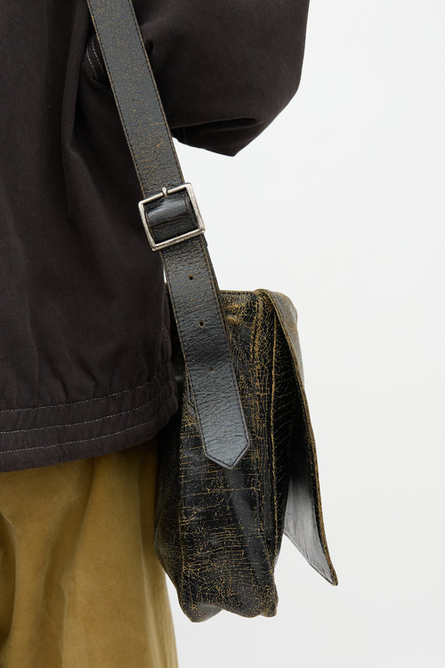 Marc Marmel Cracked Leather Jaxx Messenger Bag