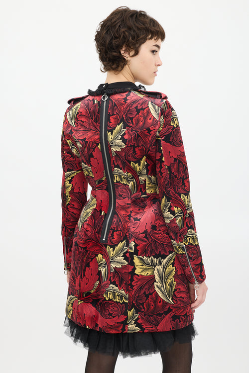 Marc by Marc Jacobs Red Velour Floral Ruffled Dress