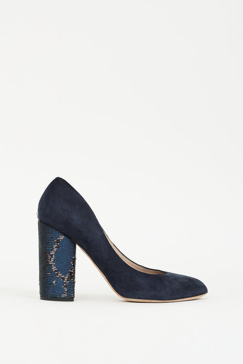 Marc Jacobs Navy Suede & Sequin Pump