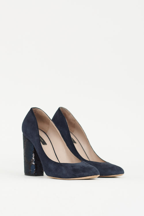 Marc Jacobs Navy Suede & Sequin Pump